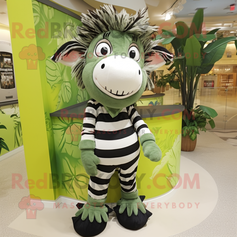 Olive Zebra mascot costume character dressed with a Romper and Hair clips