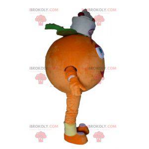 Mascote gigante de laranja. Mascote de sobremesa frutada -