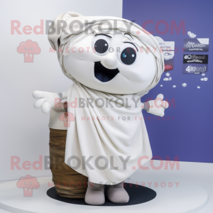 White Moussaka mascot costume character dressed with a Cargo Pants and Shawls