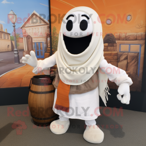 White Moussaka mascot costume character dressed with a Cargo Pants and Shawls
