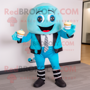 Cyan Cupcake maskot drakt...