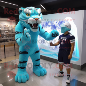 Cyan sabeltand tiger maskot...