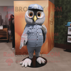 Gray Owl maskot drakt figur...