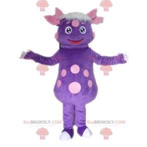 Dinosaur maskot med prikker. Lilla væsen maskot - Redbrokoly.com