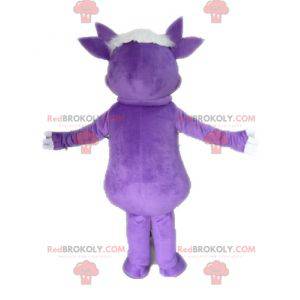 Dinosaur mascot with polka dots. Purple creature mascot -