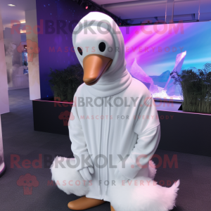 White Swans mascot costume character dressed with a Hoodie and Beanies