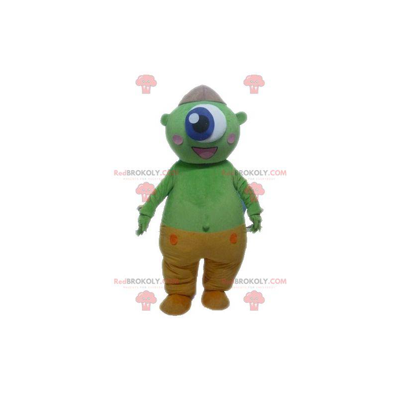 Grünes außerirdisches Maskottchen. Grünes Zyklopenmaskottchen - Grünes außerirdisches Maskottchen. Grünes Zyklopenmaskottchen -