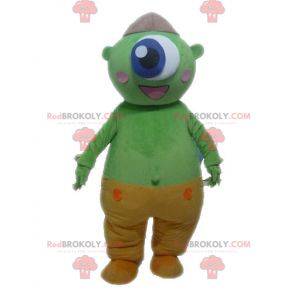 Mascote alienígena verde. Mascote ciclope verde - Redbrokoly.com