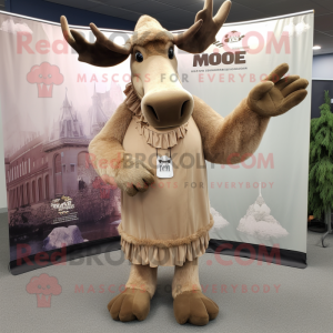 Tan Moose maskot kostume...