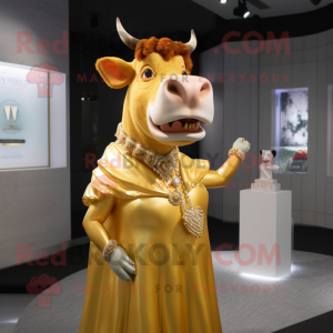 Gold Guernsey Cow maskot...