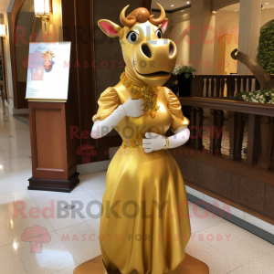 Gold Guernsey Cow maskot...