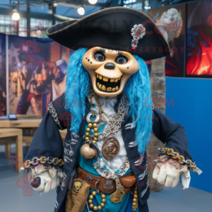 Navy Pirate mascot costume character dressed with a Jeans and Necklaces