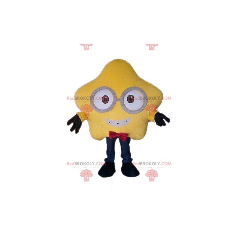 Mascote estrela gigante amarela com óculos - Redbrokoly.com