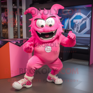 Pink Demon mascotte kostuum...