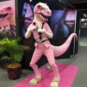 Pink Velociraptor maskot...