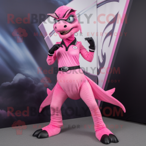 Pink Velociraptor maskot...