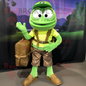 Lime Green Wrist Watch mascot costume character dressed with a Cargo Shorts and Wallets