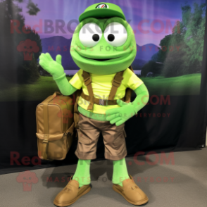 Lime Green Wrist Watch mascot costume character dressed with a Cargo Shorts and Wallets