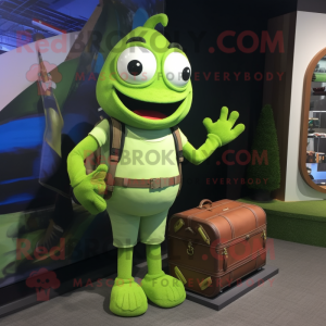 Lime Green Wrist Watch mascot costume character dressed with a Cargo Shorts and Wallets