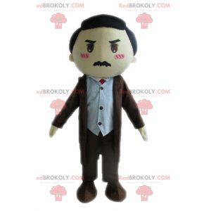 Mascotte d'homme en costume. Mascotte d'homme moustachu -