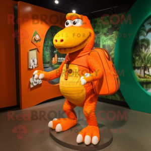 Orange Crocodile mascot costume character dressed with a Rash Guard and Handbags
