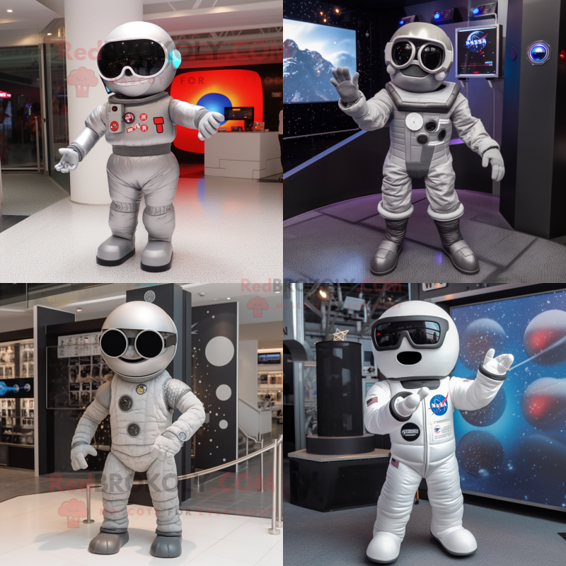 Gray Astronaut mascot costume character dressed with Leggings and Sunglasses