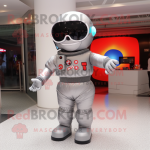 Gray Astronaut mascot costume character dressed with Leggings and Sunglasses