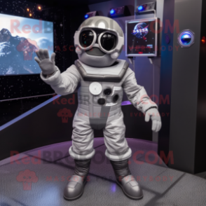 Gray Astronaut mascot costume character dressed with Leggings and Sunglasses