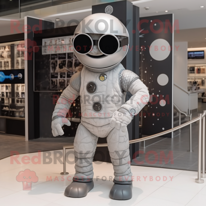 Gray Astronaut mascot costume character dressed with Leggings and Sunglasses