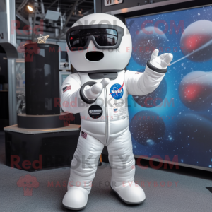 Gray Astronaut mascot costume character dressed with Leggings and Sunglasses