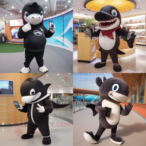 Brown Killer Whale mascot costume character dressed with Leggings and Wallets