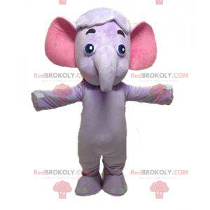Lila och rosa elefantmaskot. Lila maskot - Redbrokoly.com