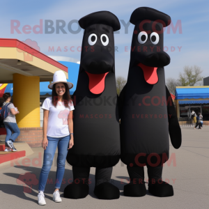 Sort hotdogs maskot kostume...