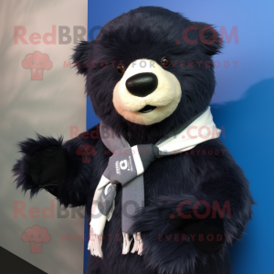 Navy Sloth Bear mascot costume character dressed with Sweater and Scarf clips