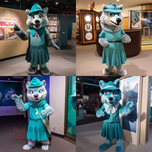 Teal Wolf mascotte kostuum...