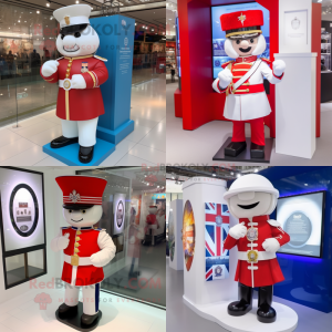 White British Royal Guard mascot costume character dressed with Raincoat and Bracelet watches