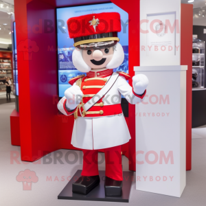 White British Royal Guard mascot costume character dressed with Raincoat and Bracelet watches