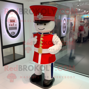 White British Royal Guard mascot costume character dressed with Raincoat and Bracelet watches