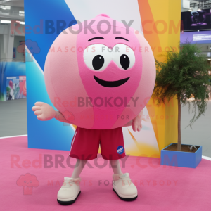 Pink Volleyball ball mascot costume character dressed with Chinos and Shawls