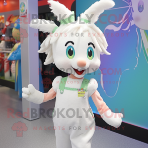 White Aglet mascot costume character dressed with Romper and Hair clips