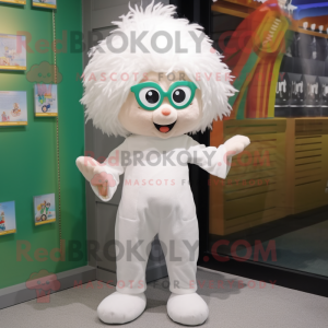 White Aglet mascot costume character dressed with Romper and Hair clips