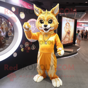 Gold Lynx maskot kostume...