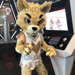 Gold Lynx maskot kostym...