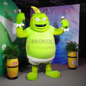 Lime Green Strongman maskot...