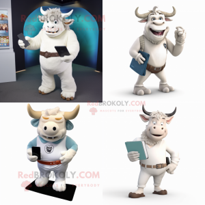 Hvit Minotaur maskot drakt...