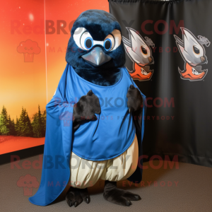 Black Blue jay mascot costume character dressed with Cover-up and Wraps