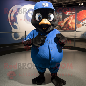 Black Blue jay mascot costume character dressed with Cover-up and Wraps