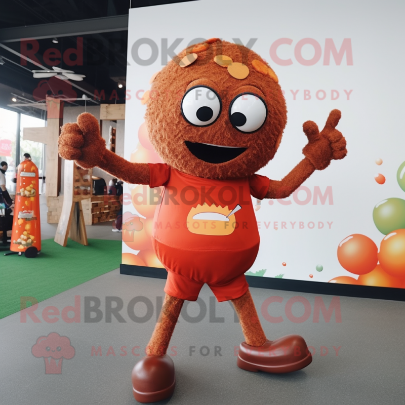 Rust Meatballs mascot costume character dressed with T-Shirt and Anklets