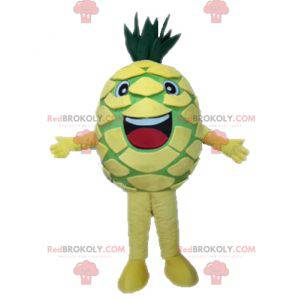 Kæmpe gul og grøn ananas maskot. Frugt maskot - Redbrokoly.com