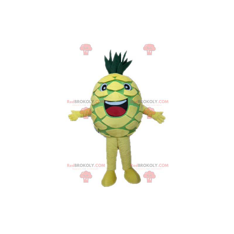 Kæmpe gul og grøn ananas maskot. Frugt maskot - Redbrokoly.com